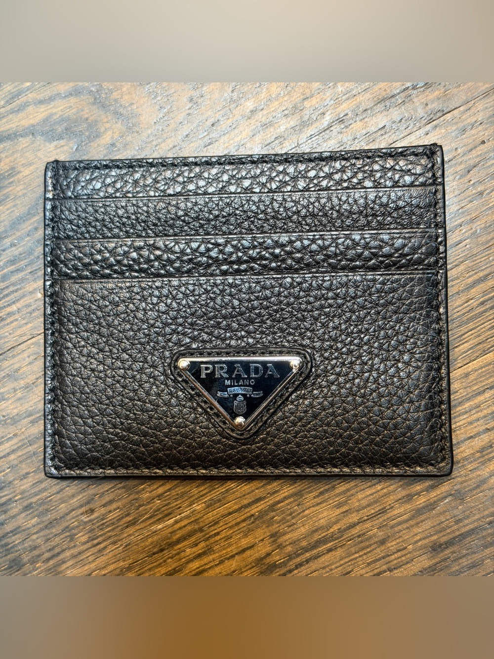 NWOT Prada Black Vitello Daino Calfskin Leather Card Wallet